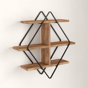 Pinesva Diamond Mango Solid Wood Wall Accent Shelf